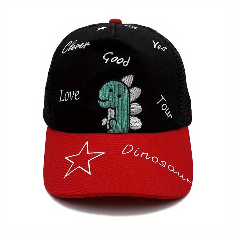 Kids Dinosaur Embroidered Adjustable Baseball Cap Mesh Breathable Sun Screen Hat