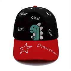 Kids Dinosaur Embroidered Adjustable Baseball Cap Mesh Breathable Sun Screen Hat