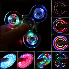 LED Light Up Fidget Spinner Transparent Stress Relief Hand Toy for Kids & Adults