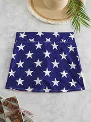 Sporty Skort Women's Plus Star & Stripe Print High Rise Tennis Skort