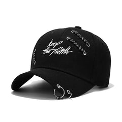 Stylish Baseball Cap with Iron Ring Decoration for Students and Young Adults