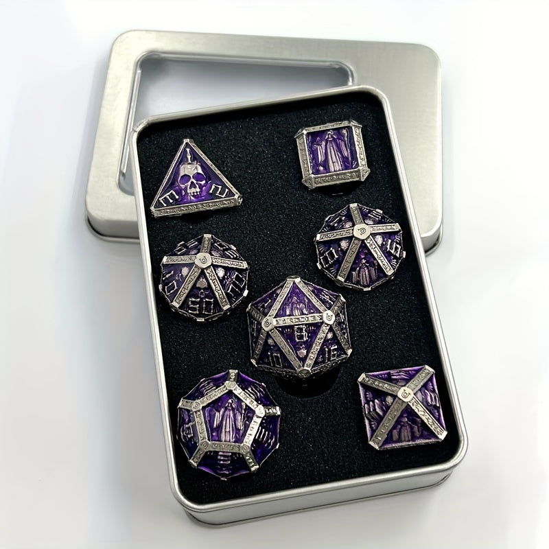 7pcs Wizard Metal Solid Dice sided Dice Outdoor Board Game Entertainment