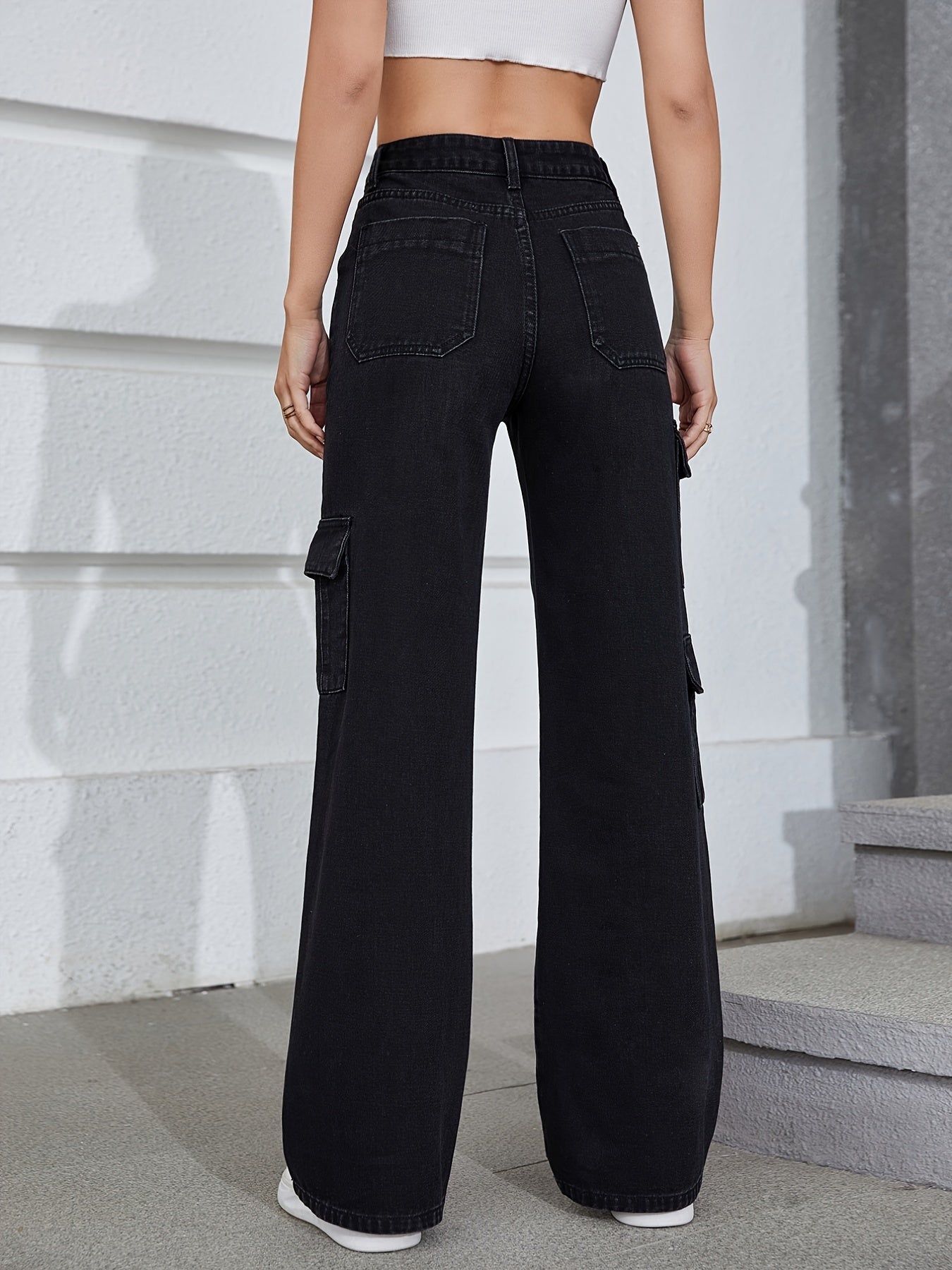 High Waist Straight Jeans Wide Leg Denim Pants