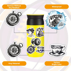 50pcs Medieval Retro Style Waterproof Stickers Mixed C