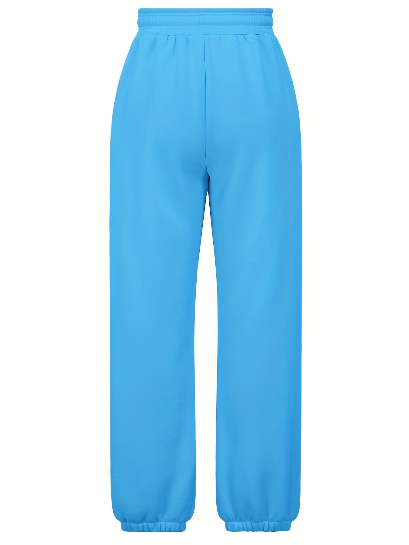 Solid Elastic Drawstring High Rise Joggers