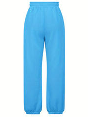 Solid Elastic Drawstring High Rise Joggers