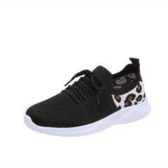 Leopard Print Casual Sneakers Low Lace Up Flatform Shoes