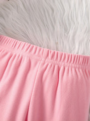 Infant Baby Girls Fleece Leopard Print Pants Elastic Waist Casual Trousers