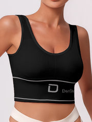 6 Pack Plus Size Sports Bras Set Women's Plus Letter Print