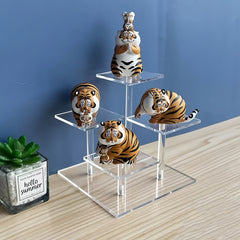 Acrylic Clear Display Rack Tier Square Round Storage Holder Desktop