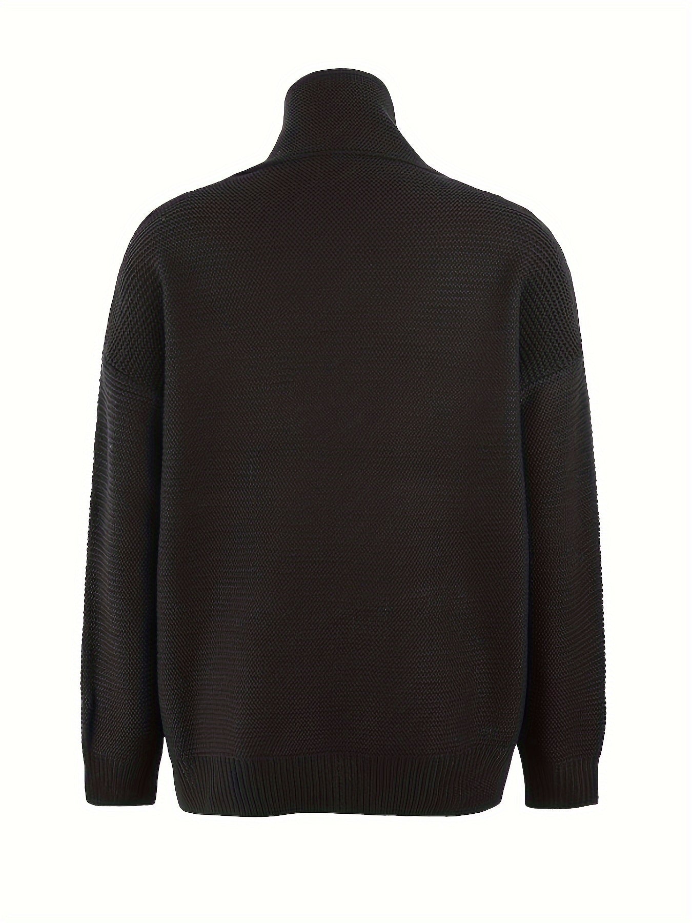 Solid Turtleneck Sweater Long Sleeve Chunky Knit Jumper