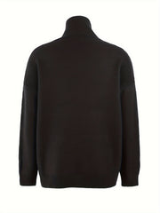 Solid Turtleneck Sweater Long Sleeve Chunky Knit Jumper