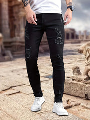 Slim Fit Ripped Jeans Mens Distressed Stretch Denim