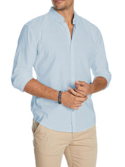 Men's Slim Solid Long-sleeve Shirt With Button Up