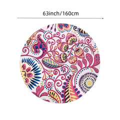 Large Circle Rug Paisley Floral Rugs Machine Washable Low Pile Floor Mat