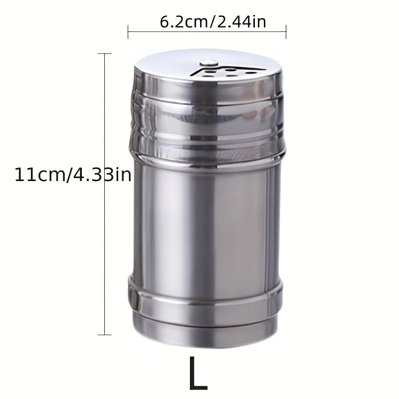1 Pc Stainless Steel Spice Jar Rotating Cover Salt Sugar Bottle