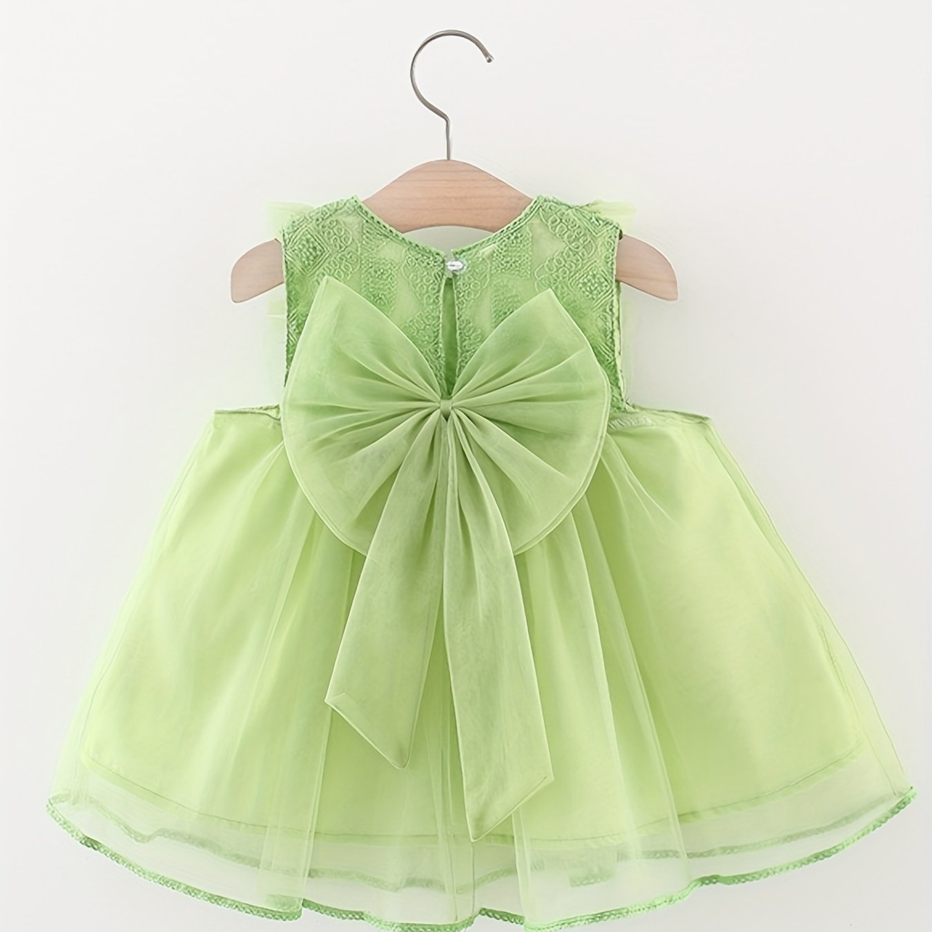 Girls Sweet Boho Style Mesh Puffy Skirt Dress with Back Bow