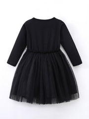 Girls' Sequin Mesh Dress with Embroidery