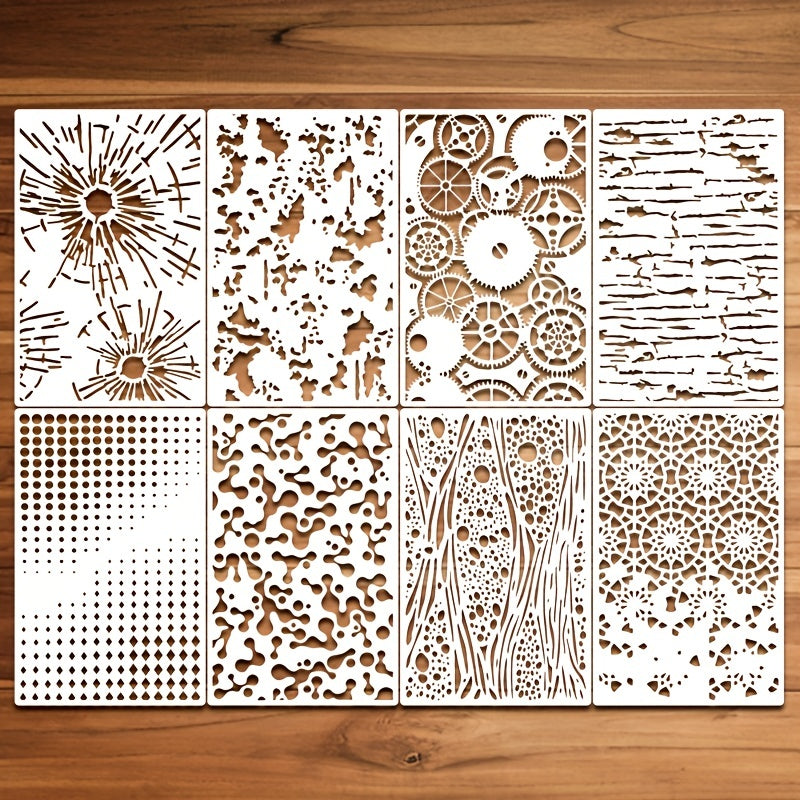8pcs Reusable Texture Painting Stencil for DIY Layering Stencils Scrapbook
