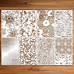 8pcs Reusable Texture Painting Stencil for DIY Layering Stencils Scrapbook