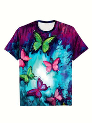 3D Butterfly Print Short Sleeve T-shirt for Boys and Girls