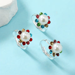 3pcs Girls Faux Pearl Rings Kids Accessories