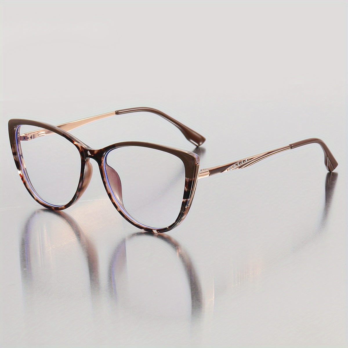 Men's Cat Eye Shape Light Blocking Flat Mirror Glasses