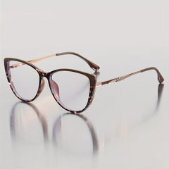 Men's Cat Eye Shape Light Blocking Flat Mirror Glasses