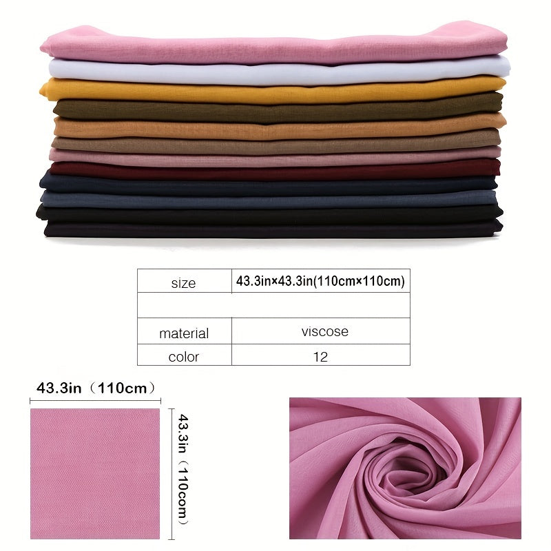 109 Square Hijab Scarf Women Solid Soft Head Scarf Shawls Classic Bandana