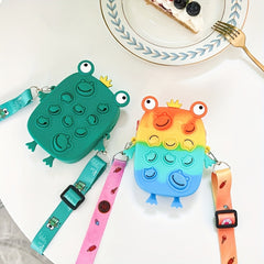 Frog Shape Rainbow Crossbody Bag Colorful Shoulder Straps Coin Purse Gift