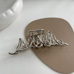 Large Metal Hair Claw Clips Nonslip Silvery Hair Clamps