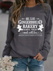 Gingerbread Bakery Sweatshirt Long Sleeve Crew Neck Women's Clothing