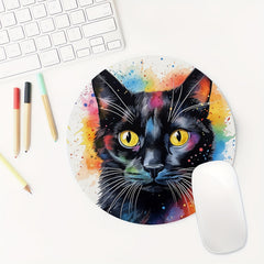 Rainbow Cat Round Mouse Mat Non Slip Rubber Base Mousepad