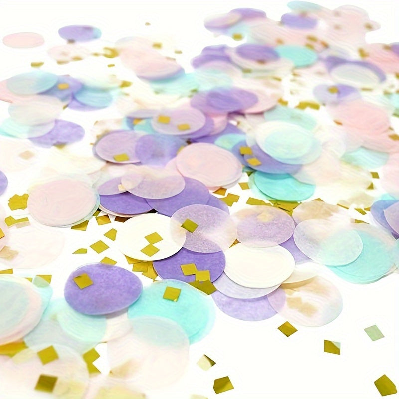 1" Round Tissue Paper Table Confetti 50g Unicorn Pastel Golden Flakes