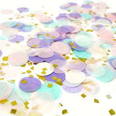 1" Round Tissue Paper Table Confetti 50g Unicorn Pastel Golden Flakes