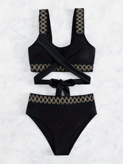 Round Neck Bikini Sets High Waist Two Pieces Swimsuit