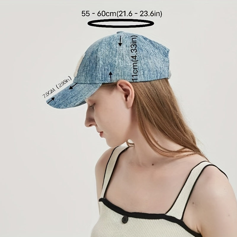 M Label Patch Baseball Cap Washed Casual Sports Sun Hats Dad Hat