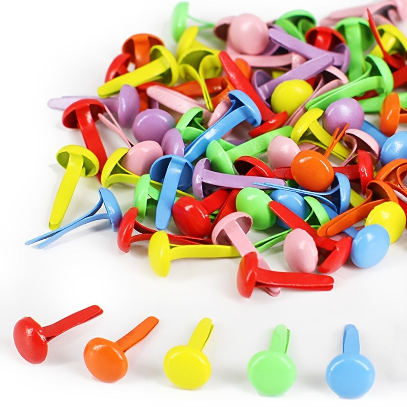100pcs Mini Metal Brads Fasteners for Paper Crafts Mixed Colors