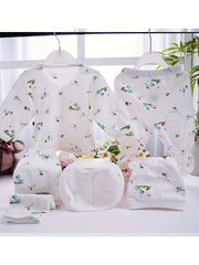 Newborn Baby 5pcs Outfit Pregnancy Cardigan Top Trousers Bib Hat Set