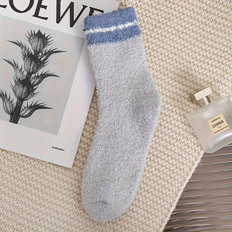 6 Pairs Men's Letter Crew Socks Breathable Plush Comfy Casual Unisex Socks