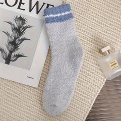 6 Pairs Men's Letter Crew Socks Breathable Plush Comfy Casual Unisex Socks