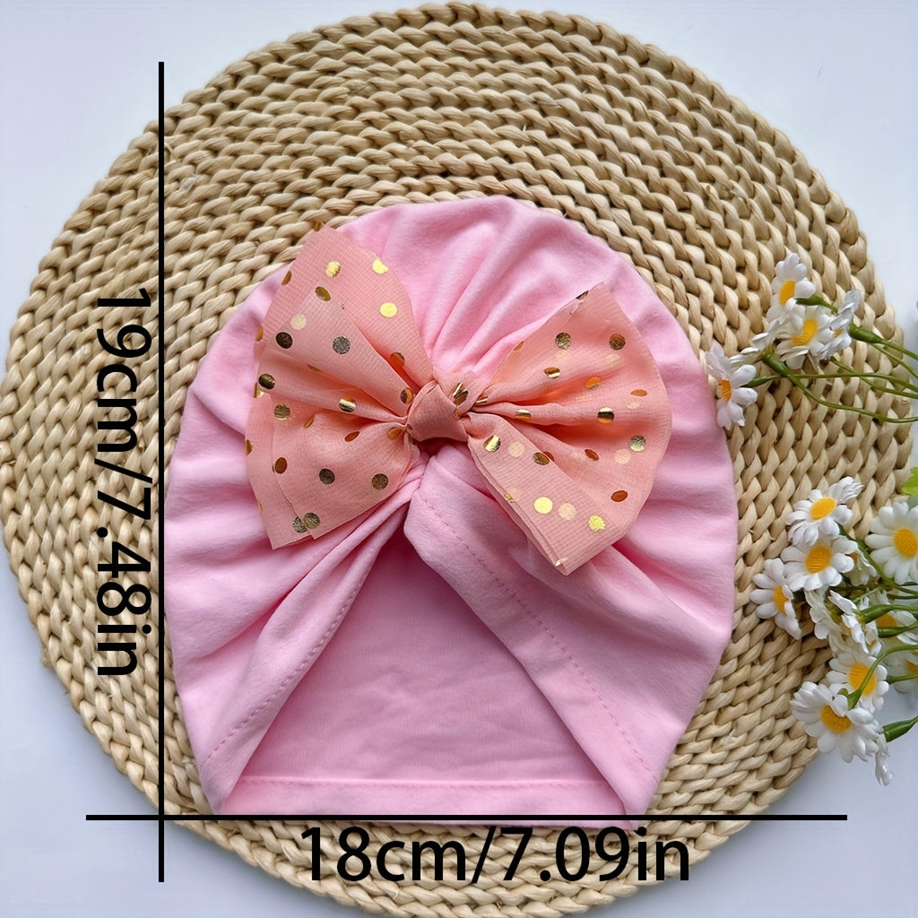 Pink Baby Spring Summer Thin Headband Bowtie Baby Hat for Newborns