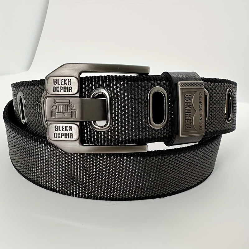 Men's Breathable Nylon Belt Double sided Alloy Pin Buckle
