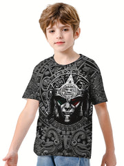 Mexico Man 3D Print Boy's Casual Tees Short Sleeve Crew Neck Comfy T shirt Kids