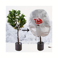 Christmas Tree Frost Cover Santa Claus Pattern Winter Plant Protection