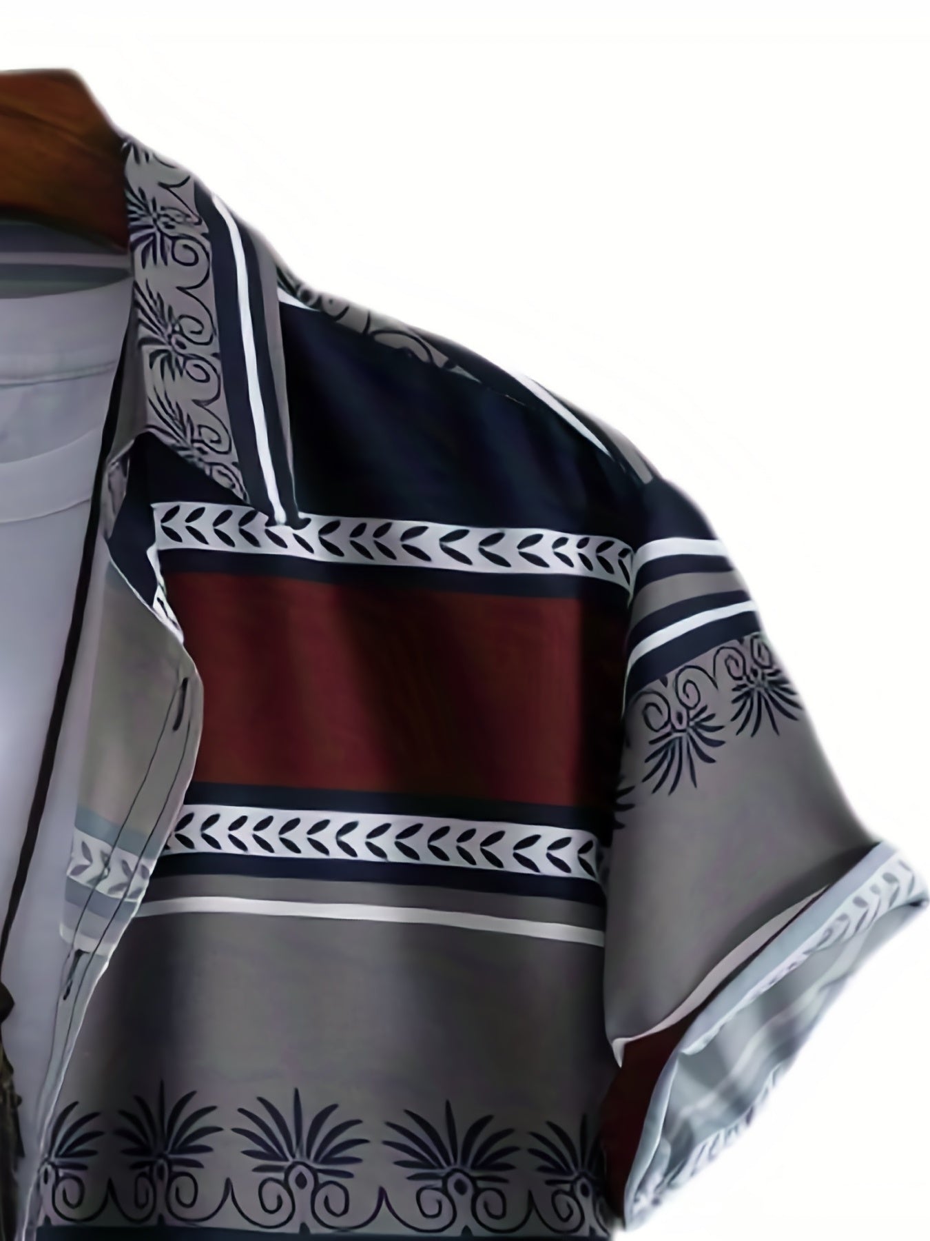 Block Print Men s Casual Short Sleeve Shirt for Summer Vacation