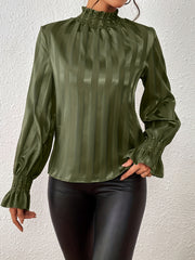 Solid Satin Flounce Sleeve Blouse