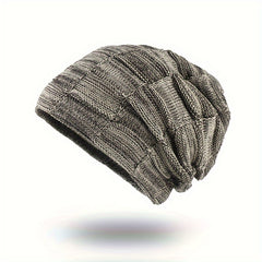 Winter Velvet Lined Beanie Hat for Men Women