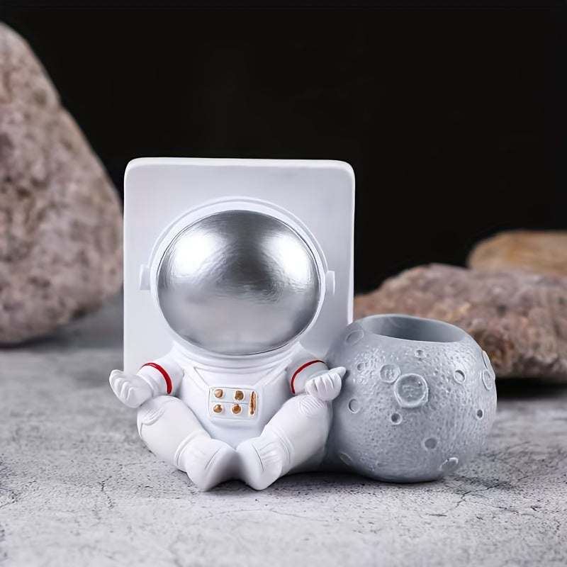 Astronaut Pen Holder with Phone Stand Desk Storage Rack