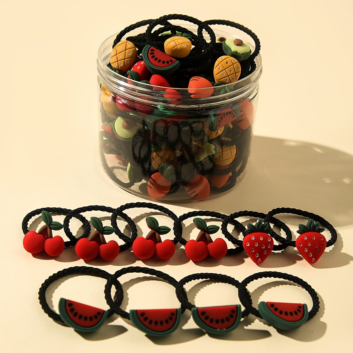 30pcs Girls Fruit Hair Tie Stretch Hair Rope Hair Ring Hair Accessories